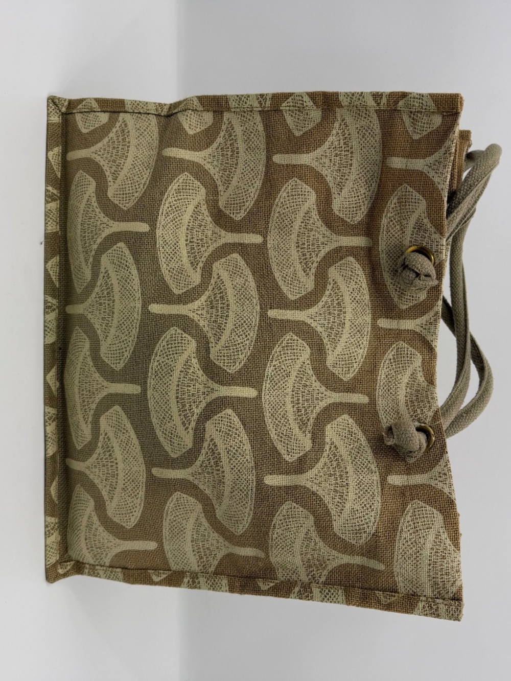 Manaola Tote Bag Cream Beige Brown Woven Peahi Fan Design Large
